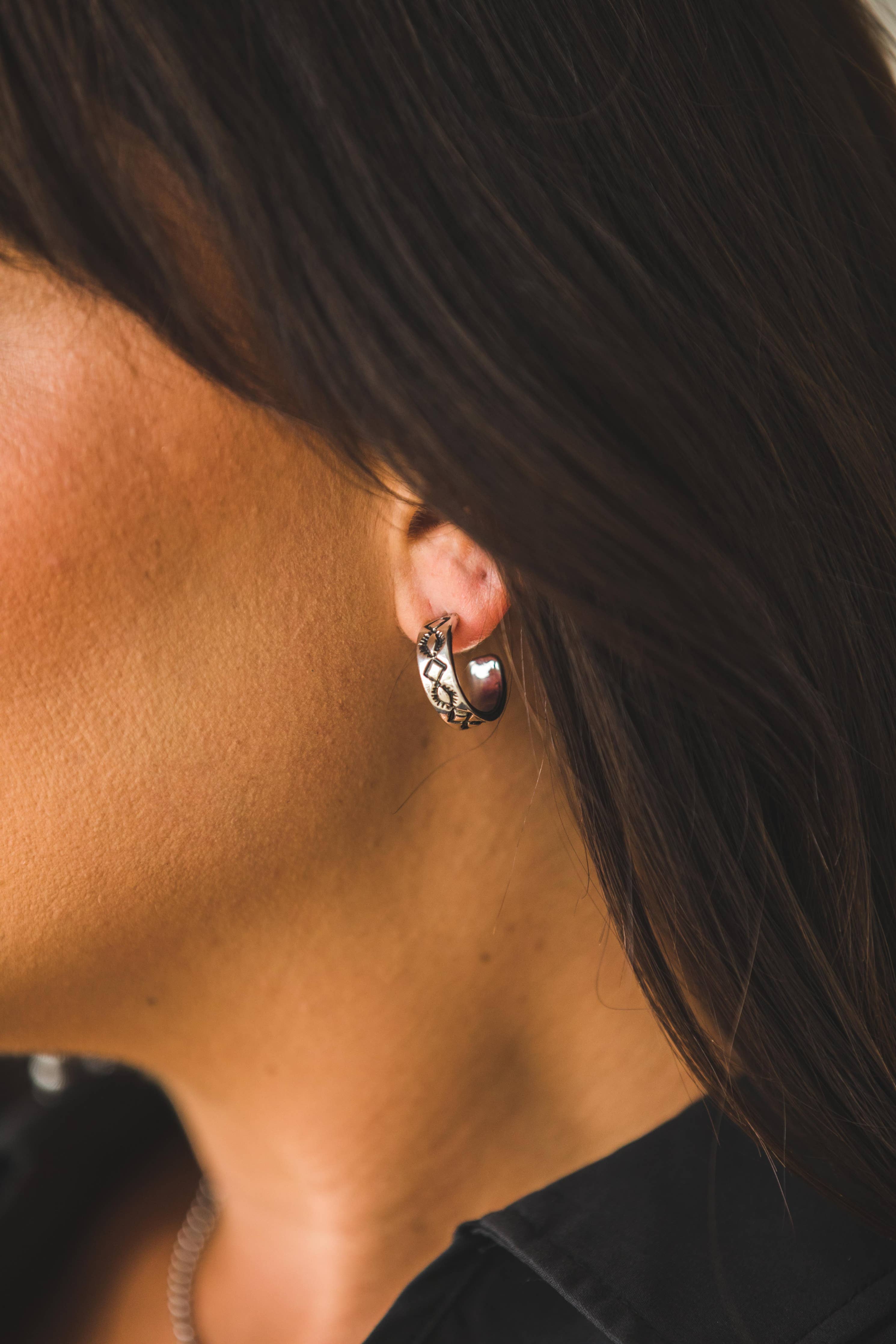 Diamond Stamped Small Hoop Earring